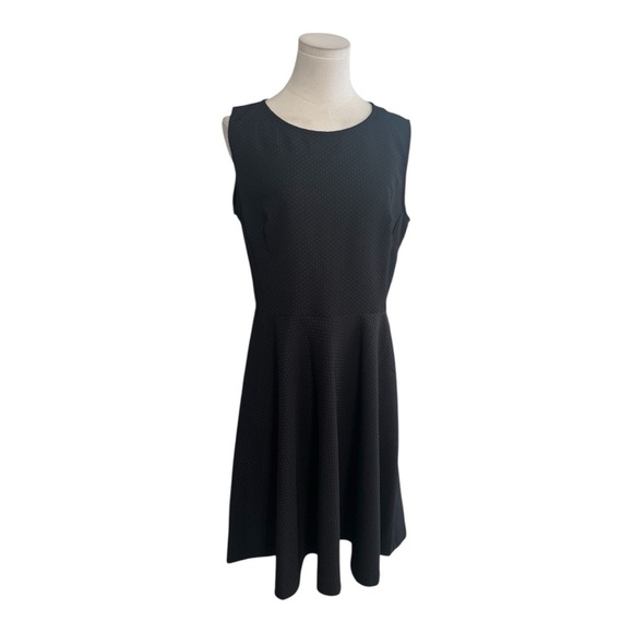 NATORI Black Sleeveless Miki Skater Flare Dress Size 10 Textured Work Party Date - Picture 2 of 6